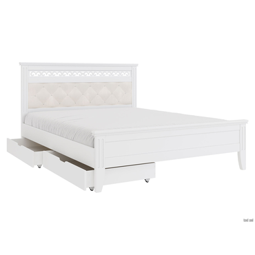 Двуспальная кровать todzal Аврил Белый античный / Бежевый, велюр С ящиками 160х200 см