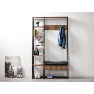 Прихожая Моби Гранд Дуб Крафт табачный / Черный, металл / Черный, кожзам Дуб Крафт табачный / Черный, металл / Черный, кожзам