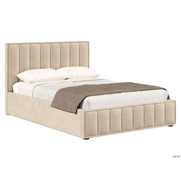 Двуспальная кровать todzal Дели Кремовый, велюр 140х200 см