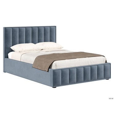 Двуспальная кровать todzal Дели Серый, велюр 140х200 см