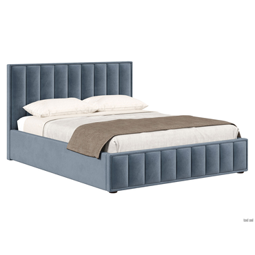 Двуспальная кровать todzal Дели Серый, велюр 160х200 см