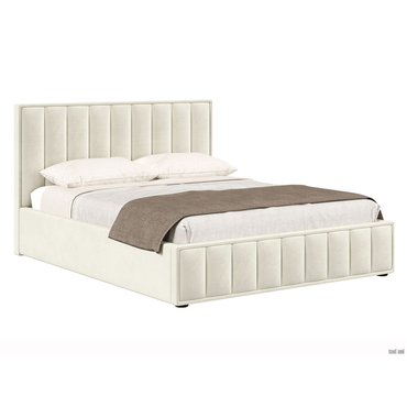 Двуспальная кровать todzal Дели Молочный, велюр 160х200 см