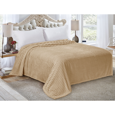 Плед Ми Текстиль Винченцо Бежевый, велсофт 200х220 см