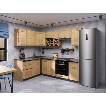 Кухонный гарнитур СБК Сити 240х160 см Белый / Дуб Галифакс Левая Белый / Дуб Галифакс