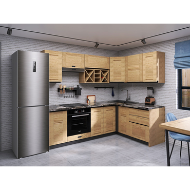 Кухонный гарнитур СБК Сити 240х160 см Белый / Дуб Галифакс Правая Белый / Дуб Галифакс