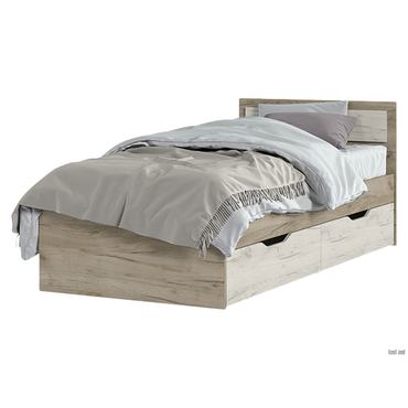 Двуспальная кровать Стендмебель Феста Дуб Крафт серый / Дуб Крафт белый С ящиками 90х200 см