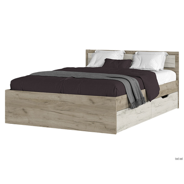 Двуспальная кровать Стендмебель Феста Дуб Крафт серый / Дуб Крафт белый С ящиками 140х200 см