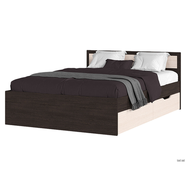 Двуспальная кровать Стендмебель Феста Венге / Дуб Белфорт С ящиками 140х200 см