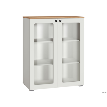 Шкаф-витрина Моби Остин Шкаф-витрина 16.394.01 Белый / Дуб Крафт золотой Белый / Дуб Крафт золотой