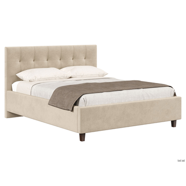 Двуспальная кровать todzal Рони Кремовый, велюр 160х200 см