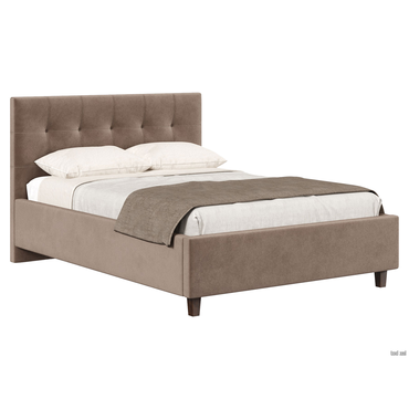 Двуспальная кровать todzal Рони Какао, велюр 140х200 см