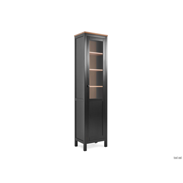 Шкаф-витрина Лузалес Кымор Черный, массив сосны / Светло-коричневый, массив сосны Стекло/Панель