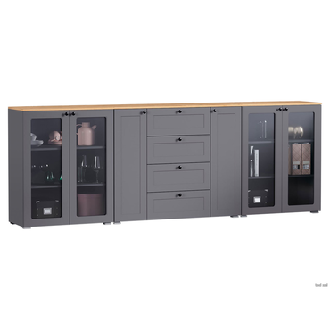 Гостиная Моби Остин Серый графит / Дуб Крафт золотой Серый графит / Дуб Крафт золотой