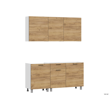 Кухонный гарнитур СВ-Мебель Страйк 170 см Белый / Дуб золотой Без столешницы