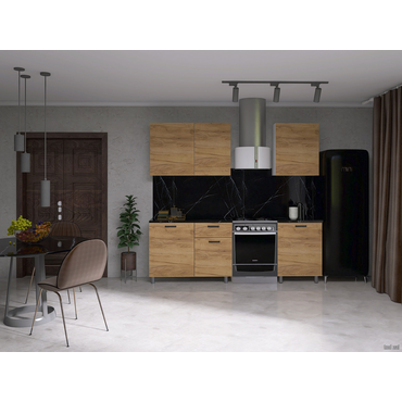 Кухонный гарнитур СВ-Мебель Страйк 170 см Белый / Дуб золотой / Черный матовый Со столешницей