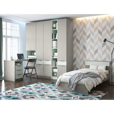 Комплект детской мебели МК СТИЛЬ Джерси Шиншилла серый / Скай матовый / Пастельный зеленый Шиншилла серый / Скай матовый / Пастельный зеленый