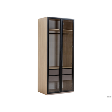 Распашной шкаф Моби Амьен Плэйн / Веллюто капучино / Стекло Плэйн / Веллюто капучино / Стекло