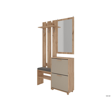 Прихожая Петровская мебель Ньерд Дуб Вотан / Ива пепельная / Зеркало / Серый, велюр Дуб Вотан / Ива пепельная / Зеркало / Серый, велюр