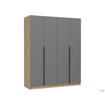 Распашной шкаф Стендмебель Рейми Дуб Крафт золотой / Графит серый Без антресоли