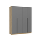 Распашной шкаф Стендмебель Рейми Дуб Крафт золотой / Графит серый Без антресоли