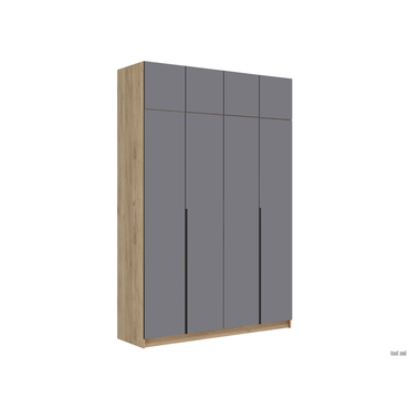 Распашной шкаф Стендмебель Рейми Дуб Крафт золотой / Графит серый С антресолью