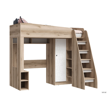 Кровать-чердак Стендмебель Киви Дуб Делано / Белый пазл Дуб Делано / Белый пазл