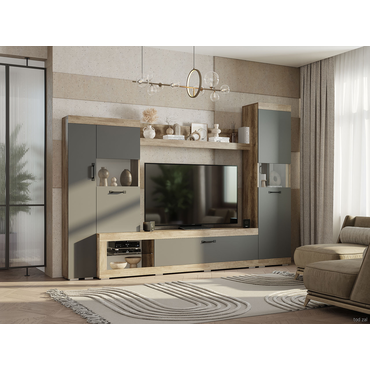 Гостиная Мебелони Тесла Дуб Каньон / Графит Дуб Каньон / Графит