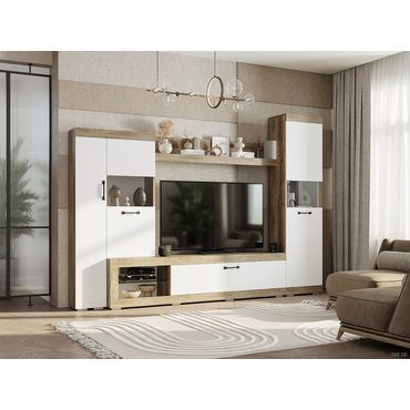 Гостиная Мебелони Тесла Дуб Каньон / Белый Дуб Каньон / Белый