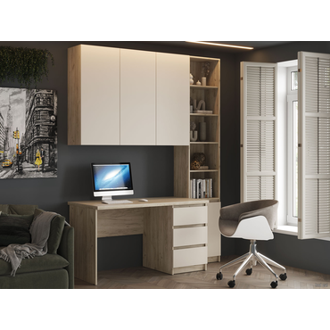 Комплект офисной мебели МК СТИЛЬ Бостон (стеллаж+стол+шкаф) Дуб Крафт серый / Кашемир Дуб Крафт серый / Кашемир