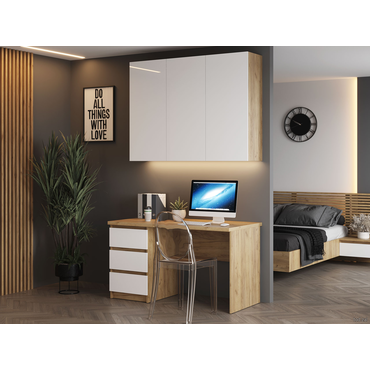 Комплект офисной мебели МК СТИЛЬ Бостон (стол+шкаф) Дуб Крафт золотой / Белый глянец Дуб Крафт золотой / Белый глянец