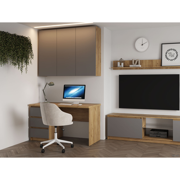 Комплект офисной мебели МК СТИЛЬ Бостон (стол+шкаф) Дуб Крафт золотой / Серый шифер Дуб Крафт золотой / Серый шифер