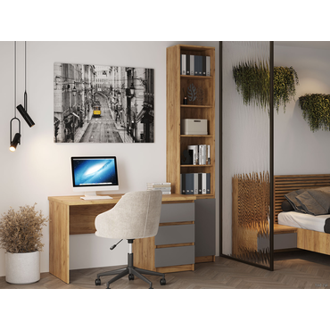 Комплект офисной мебели МК СТИЛЬ Бостон (стеллаж+стол) Дуб Крафт золотой / Серый шифер Дуб Крафт золотой / Серый шифер