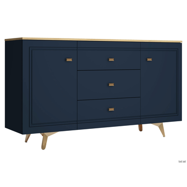 Комод Кураж Вега Сапфир Дуб золотистый / Темно-синий софт Дуб золотистый / Темно-синий софт