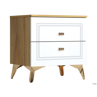 Прикроватная тумбочка Кураж ВЕГА САПФИР спальня Дуб золотистый / Белый глянец Дуб золотистый / Белый глянец