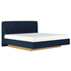 Двуспальная кровать Кураж Вега Сапфир ПМ Дуб Золотистый / Темно-синий, микровелюр 160х200 см