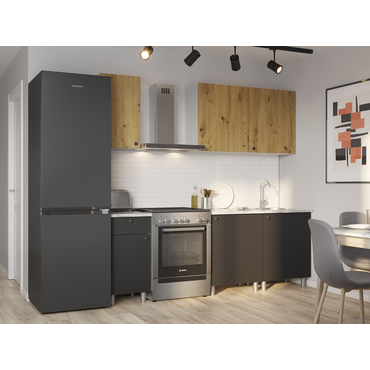 Кухонный гарнитур НК-Мебель Лион 160 см Белый / Черный / Артизан / Белый гранит Белый / Черный / Артизан / Белый гранит