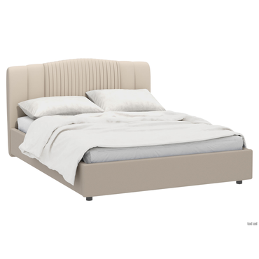 Двуспальная кровать Кураж Капри Лайт ПМ Кремовый, микровелюр 160х200 см