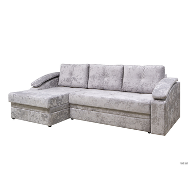 Угловой диван todzal Мэлвин Серебро, велюр Слева