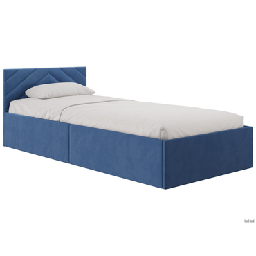 Двуспальная кровать todzal Джос Синий, велюр 90х200 см