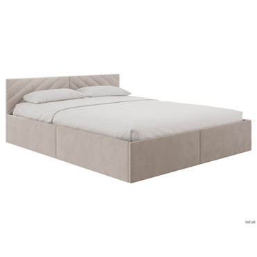 Двуспальная кровать todzal Джос Кремовый, велюр 140х200 см
