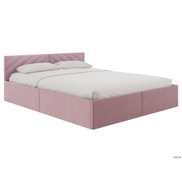 Двуспальная кровать todzal Джос Пудровый, велюр 140х200 см