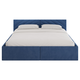 Двуспальная кровать todzal Джос Синий, велюр 140х200 см