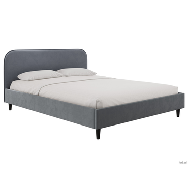 Двуспальная кровать todzal Эни Серый, велюр 120х200 см