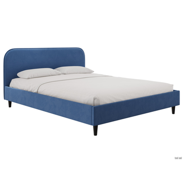 Двуспальная кровать todzal Эни Синий, велюр 120х200 см