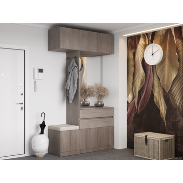 Прихожая МК СТИЛЬ Кантри 2 ящика Тира / Кадена Вуд / Бежевый, велюр Тира / Кадена Вуд / Бежевый, велюр